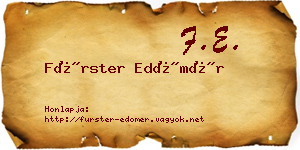Fürster Edömér névjegykártya